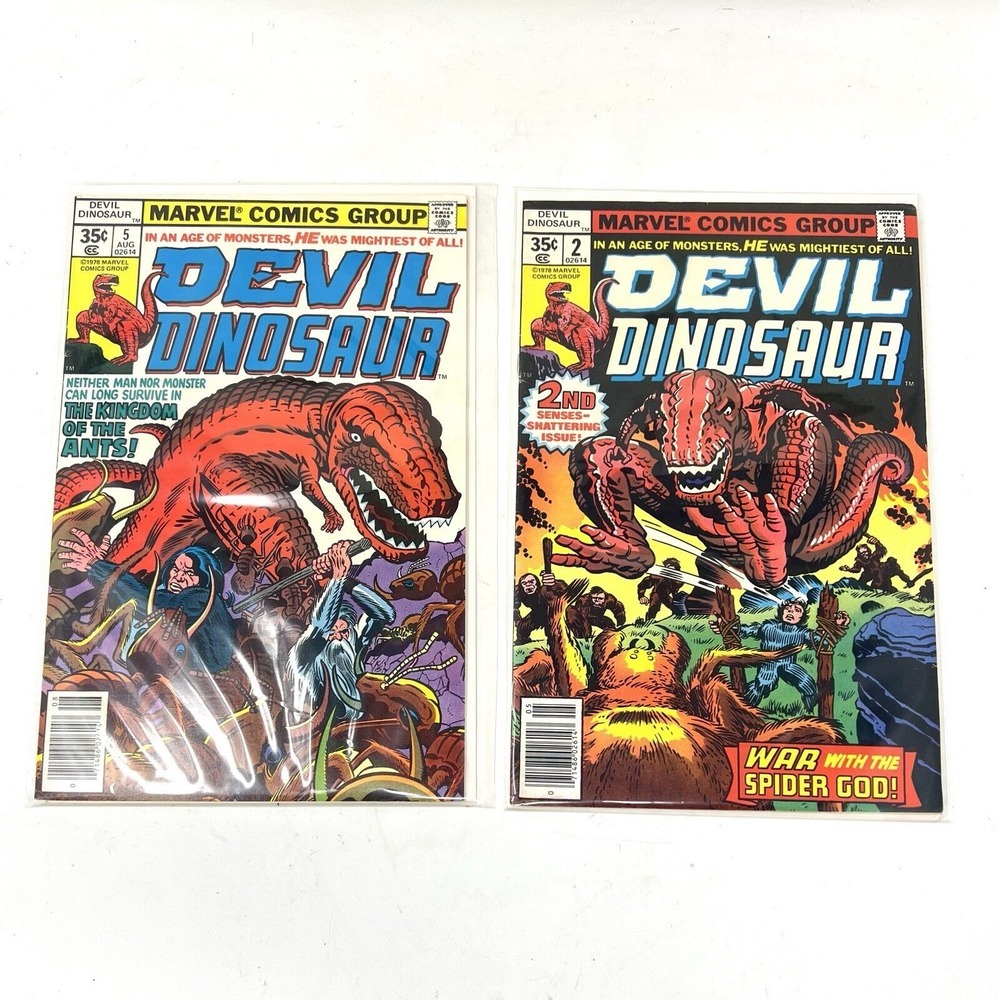 Devil Dinosaur Marvel Comic Book Lot Issues #2 & #5 Vintage 70s Bronze‎ Age